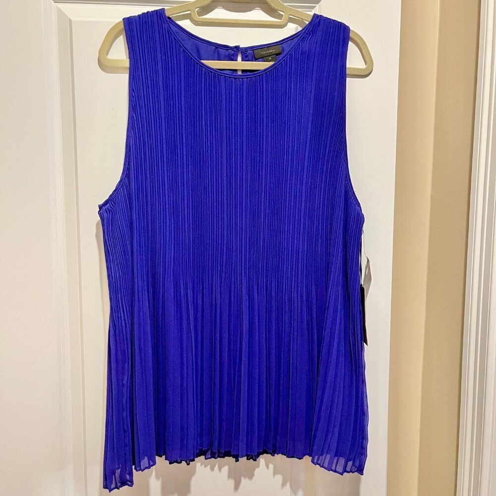 Halogen Blue Sleeveless Pleated Blouse, Women's Size 2x - Picture 2 of 13